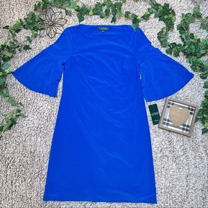 Lauren Ralph Lauren Blue Bell-Cuff Jersey Dress